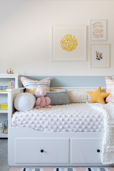 Interior Design - Love & Interiors Kids Daybed Room Ideas Boys, Daybed In Playroom, Boys Room Daybed, Playroom With Daybed, Hemnes Daybed Kids Room, Guest Bedroom And Playroom Combo, Playroom Daybed, Nursery With Daybed And Crib, Daybed In Nursery