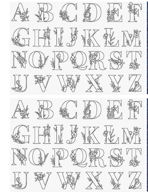 Embroidery Template Letters, Embroidery Letters With Flowers, Embroidery Letter Designs, Lettering Templates, Hand Embroidery Letters Alphabet, Alphabet Embroidery, Teknik Quilling, Hand Embroidery Letters, Hand Lettering Alphabet Fonts