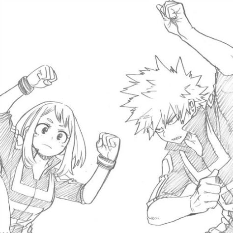 Bakugou And Uraraka, Bakugou Manga, Ochako Uraraka, Hero Academia Characters, My Hero Academia Manga, Anime Sketch, Izuku Midoriya, Manga Comics, Character Drawing