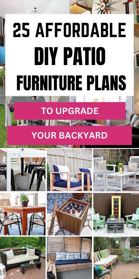 Transform your outdoor space with our DIY patio furniture plans! 

Whether you're looking to create a cozy seating area, a stylish dining set, or versatile loungers, our step-by-step guides will help you build beautiful and functional furniture for your patio. 

Choose from a variety of designs and materials to match your style and budget. Perfect for entertaining or relaxing, these DIY projects will make your patio the ultimate outdoor retreat. 

Ready to start building? Click to see more and follow us for more DIY inspiration and outdoor project ideas! 🌞🏡 

#DIYPatioFurniture #OutdoorLiving #BackyardProjects #DIYHome Patio Furniture Plans, Money Craft, Outdoor Design Ideas, Build Outdoor Furniture, Patio Furniture Makeover, Cheap Patio Furniture, Diy Deck Furniture, Diy Outdoor Seating, Dream Patio