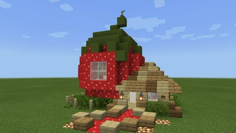 Rumah Minecraft Sederhana, Strawberry Shortcakes, Bangunan Minecraft, Minecraft Farm, Minecraft Cottage, Easy Minecraft Houses, Minecraft House Tutorials, Cool Minecraft Creations, Minecraft Room