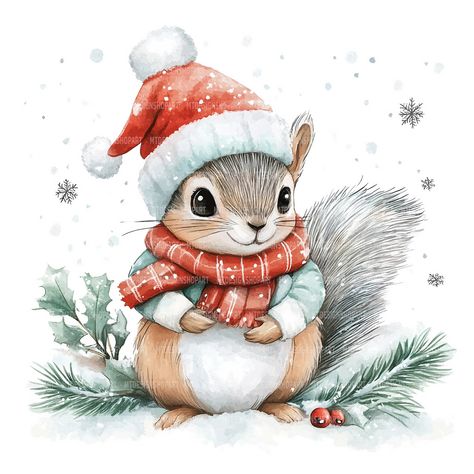 Noel Illustration, Squirrel Clipart, Christmas Images Free, Christmas Squirrel, Holiday Cross Stitch Patterns, Forest And Wildlife, Unique Image, Woodland Creatures, Clipart Images