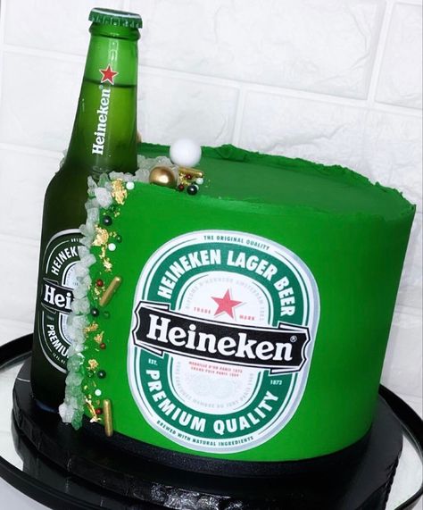 Heineken Birthday Cake, Cake With Beer Bottle, Beer Bottle Cakes For Men, Heineken Cakes For Men, Cake With Bottles Of Alcohol, Bottle Cakes For Men, Beer Cake Design For Men, Beer Cake Ideas For Men, Liquor Cake Design