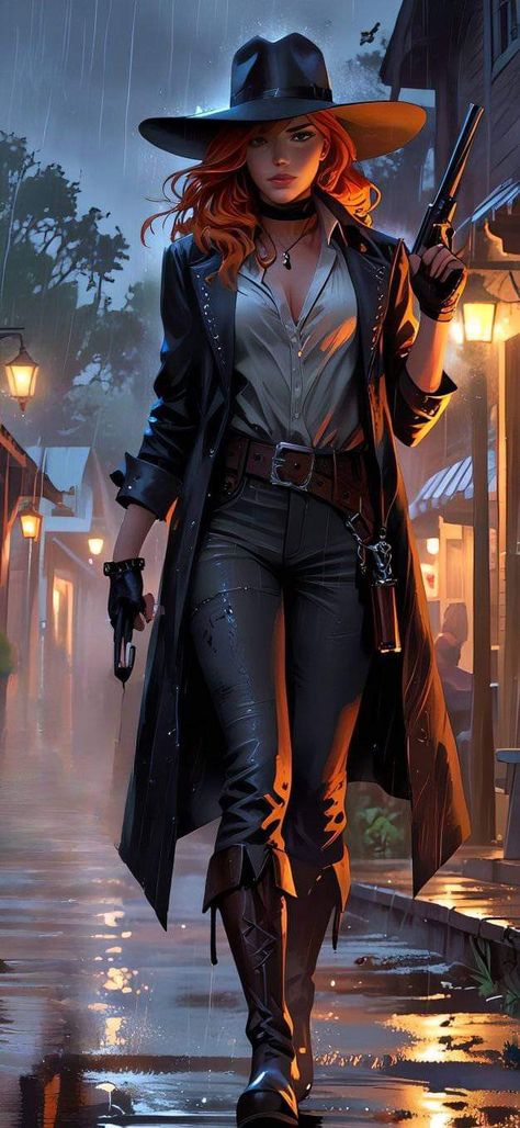 Dnd Wild West Character, 1920s Cowgirl, Wild West Female Character, Outlaw Woman Tattoo, Wild West Witch, Wild West Character Art, Western Bounty Hunter, Deadlands Art, Cyberpunk Western