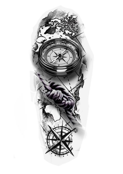 Pin by David Hidalgo on Screenshots | Nautical tattoo sleeve, Nautical tattoo, Tattoo designs men Compas Tattoo Designs, Tattoo Trends 2023, Compas Tattoo, Clock Tattoo Sleeve, Voll Arm-tattoos, Compass And Map Tattoo, Nautical Tattoo Sleeve, Compass Rose Tattoo, Compass Tattoo Design