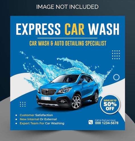 Express Car Wash, Car Wash Services, Car Ads, Web Banner, Banner Template, Car Wash, Media Post, Social Media Post, Premium Vector