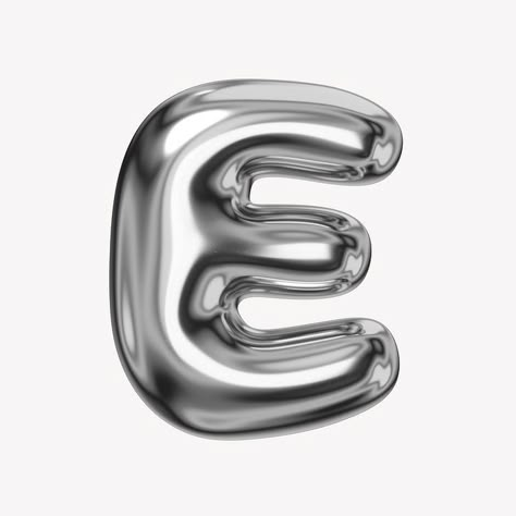 Silver Typography, E Alphabet, Chrome Letters, Silver Letter Balloons, Alphabet 3d, 3d Chrome, S Alphabet, Custom Ipad, Scrapbook Printing