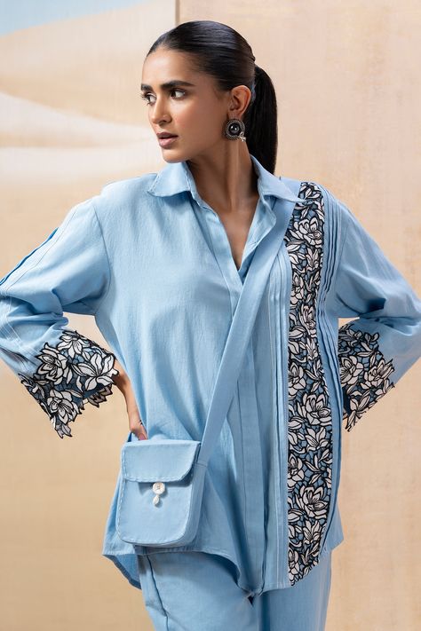 Buy Blue Handloom Cotton Embroidered Cutwork Shirt And Pant Co-ord Set For Women by Seeaash Online at Aza Fashions. Weaponized Incompetence, Floral Cutwork, Co Ords Outfits, Modest Dresses Fashion, Latest Dress Design, Coord Set, Summer 2025, Dress Design Patterns, Fashion Design Dress