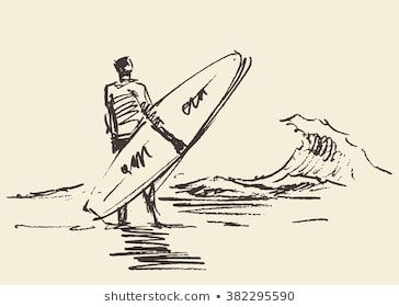 Surfer Drawing, Surfboard Drawing, Beach Sketch, Surf Drawing, Logo Surf, Beach Sketches, Retro Surf Art, Surf Tattoo, Beach Drawing