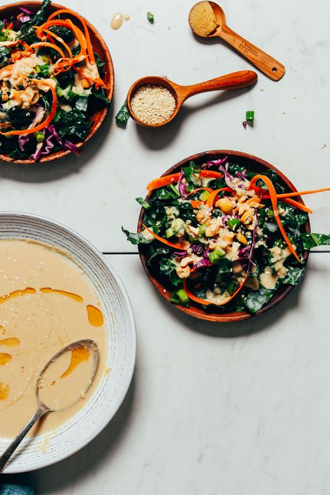 Pecan Pesto, Miso Tahini, Grain Bowl Recipe, Tahini Dressing Recipe, Asian Inspired Salad, Vegan Ranch Dressing, Massaged Kale, Super Salads, Vegan Dressing