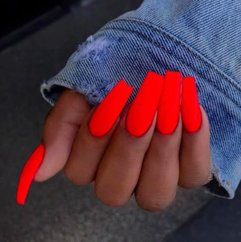 Nail Art Orange, Orange Nail Art, Neon Acrylic Nails, Nails Neon, Summer Acrylic, Red Acrylic Nails, Her Nails, Summer Acrylic Nails, Nails Summer