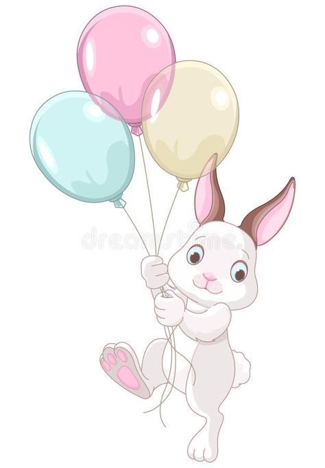 Carrot Illustration, Balloons Illustration, Birthday Bunny, Cute Bunny, Pikachu, Stock Illustration, Stock Vector, Vector Illustration, Balloons