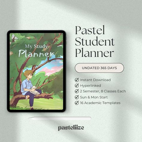 Pastel Digital Student Planner Fully Hyperlinked Pdf plannerlayouts #weekdayplanner #weeklymealplannerprintable📈 Planner Setup Ideas, Study Sessions Planner, Digital Student Planner, Hyperlinked Digital Planner, Essay Planner, Assignment Planner, Weekly Budget Planner, Reading Summary, Planner Setup