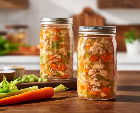 Homemade Chicken Soup - Pressure Canning Chicken Noodle Soup For Canning, Chicken Soup For Canning, Canning Chicken Recipes, Canning Chicken Noodle Soup, Canning Chicken, Chicken Soup Base, Ball Canning, Pressure Canning Recipes, Homemade Chicken Soup