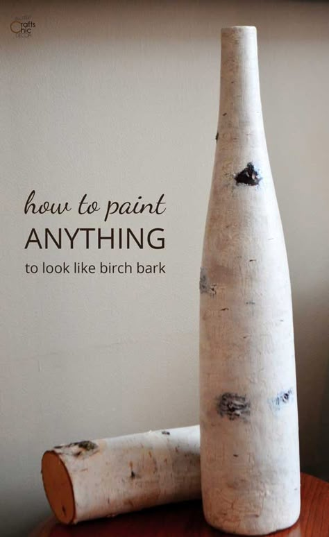 How To Paint Anything To Look Like Birch Bark - Rustic Crafts & Chic Decor #paint #birchbark #diyhomedecor #birchdecor Birch Wood Decor Ideas, Birch Bark Painting, Diy Birch Tree Decor, Birch Log Decor Diy Projects, Birch Tree Crafts, Birch Bark Crafts Diy, Diy Birch Tree, Birch Bark Decor, Birch Wood Crafts