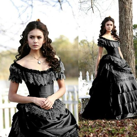 Survivor Vampire Elena Gilbert, Vampire Elena, Ball Gown Victorian, Victorian Ballgown, Ball Gowns Victorian, Gown Victorian, Katherine Dress, Katherine Pierce Outfits, Victorian Era Dresses