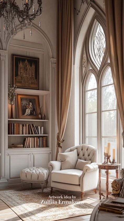 Dark Victorian Interior, Neo Gothic Interior Design, Gothic Interior Design Victorian, Light Academia Interior, French Entryway, Gothic Interior Design, White Gothic, Gothic Interior, Victorian Interior