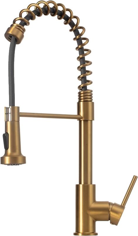 Strictly Sinks Kitchen Faucet with Pull Down Sprayer-Contemporary Design Single Handle High Arc Spring Faucet–Dual Function Spray Head with 360 Swivel Spout-Towel Bar Sink Faucet (Gold) - Amazon.com Gold Kitchen Faucet, Bar Sink Faucet, Sinks Kitchen, Gold Kitchen, Bar Sink, Kitchen Sink Faucets, Sink Accessories, Sink Faucets, Towel Bar