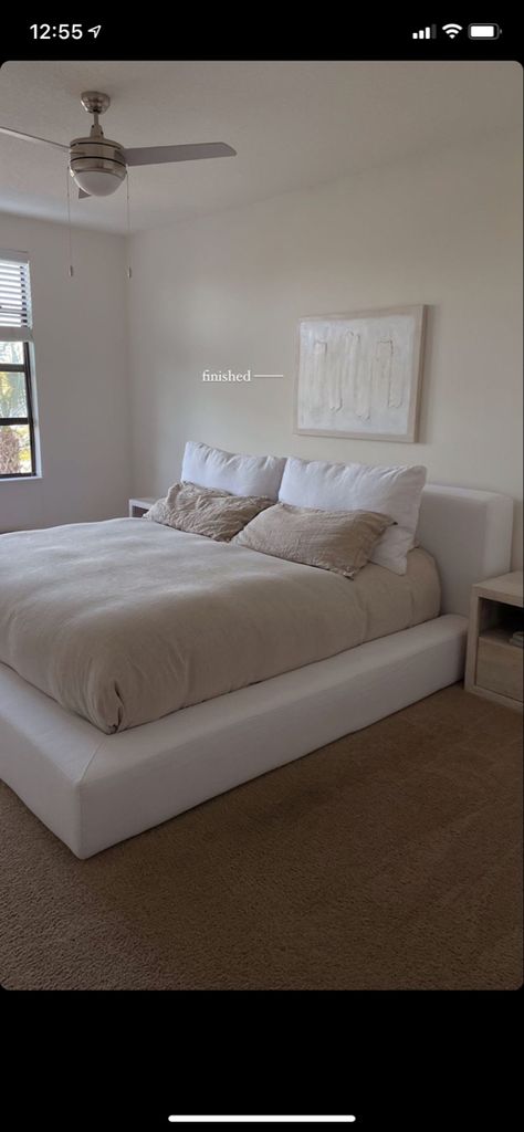 Bed frame or nightstand: RH cloud and pottery barn Cloud Bed Ideas, Cloud Bed Frame Aesthetic, Soft Frame Bed Aesthetic, White Cloud Bed, Bed Frame Cloud, Foam Bed Frame, Bed Frame Aesthetic, Cloud Beds, Soft Bed Frame