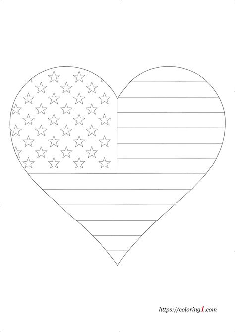 Heart And Stars USA Flag Coloring Pages - 2 Free Coloring Sheets (2021) Usa Flag Coloring, Bear Wedding, Flag Coloring Pages, Heart Stencil, Heart Coloring Pages, Free Coloring Sheets, Heart Template, Hair Png, Cat Valentine