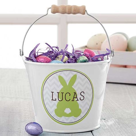 Easter Bunny Personalized Mini Treat Bucket - White