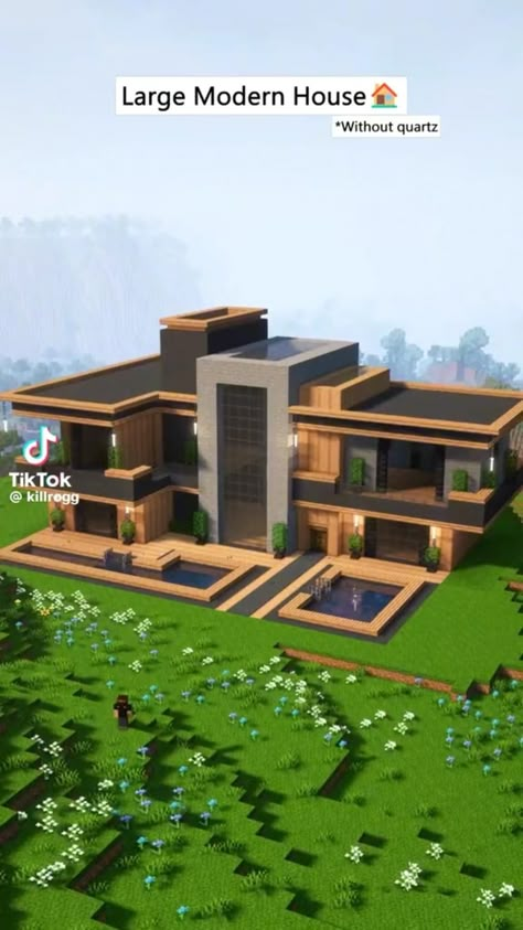 #minecrafthouse #modernhouse #tutorial Minecraft Modern House Designs, Modern House Minecraft, Modern Minecraft, Modern Minecraft Houses, Case Minecraft, Minecraft Decoration, Rumah Minecraft Sederhana, Minecraft Mansion, Minecraft Houses Blueprints