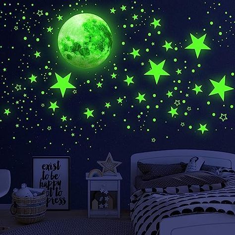 Glow in The Dark Stars for Ceiling,Glow in The Dark Stars and Moon Wall Decals, 1108 Pcs Ceiling Stars Glow in The Dark Kids Wall Decors, Perfect for Kids Nursery Bedroom Living Room(Sky Blue) (Green) Ceiling Stars, Solar System Wall Decal, Stars Glow In The Dark, Baby Wall Stickers, Film Stickers, Glow In The Dark Stars, Green Living Room Decor, Dark Stars, Glow Stars