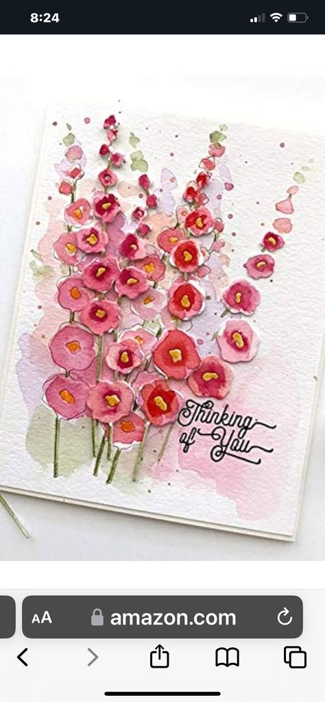 Impression Obsession Cards, Hollyhocks Flowers, Card With Flowers, Flower Dies, Altenew Cards, Cards With Flowers, Impression Obsession, Greeting Card Ideas, Cards Flowers