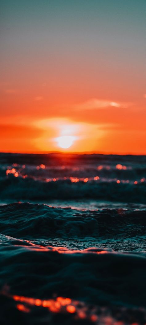 Sunset and sea waves cropped mobile wallpaper 1080x2400 1080 X 2400 Wallpaper, Background Pics, Waves Photos, Waves Wallpaper, Sunset Background, Ocean Wallpaper, Ocean Sunset, Sunset Wallpaper, Random Art