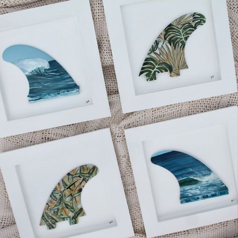 Some of my one of a kind, repurposed & painted surf fins! Tap on the pic to shop some for yourself. Surf Board Decor, Surf Drawing, Surfboard Stickers, Surfboards Artwork, Teal Painting, Canyon Moon, Skateboard Art Design, Ideas Regalo, Ocean Room