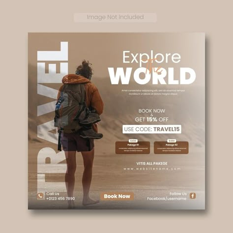 Free PSD | Travel and tour social media post instagram post or web banner template Travel And Tours Logo, Travel Advertising Design, Family Yearbook, Travel Creative, Banner Web, Travel Advertising, Social Media Poster, Post Instagram, Travel Instagram