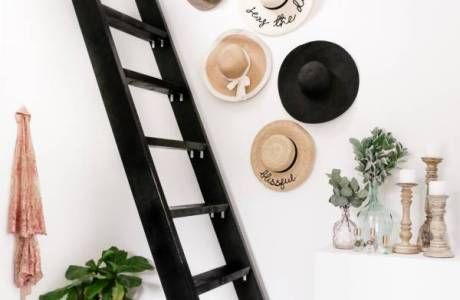 8 Front Porch Valentine Decor Ideas �– Home and Garden Hat Wall Display, Decorate A Blank Wall, Vanity Corner, Corner Gallery Wall, Domestically Blissful, Diy Plate Rack, Hat Organizer, Hat Wall, Inside Cabinets