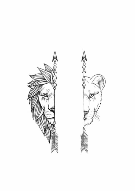 Symbolism Tattoo, Tattoo Symbolism, Partner Tattoos, Font Tattoo, Arrow Tattoo Design, Couple Tattoos Unique, Lion Head Tattoos, Tattoo Meanings, Couples Tattoo Designs