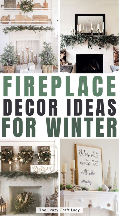 Winter Mantle Decor After Christmas, Winter Mantel Decorating Ideas, January Decorating Ideas, January Mantle Decor, Winter Fireplace Decor, Winter Mantle Decor, Winter Mantel Decor, After Christmas Decor, Fireplace Decor Ideas