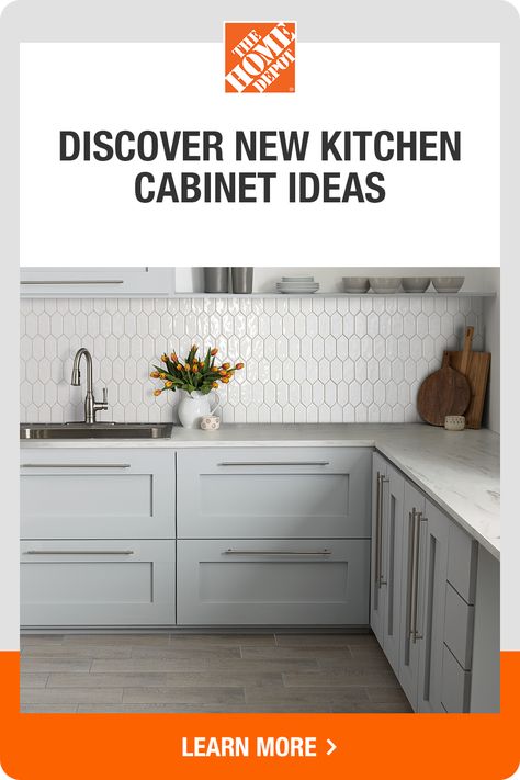 Explore our kitchen cabinet guide to find the best cabinets for your dream kitchen. Learn about cabinet materials, construction, designs and styles so you can choose cabinets that fit your needs and your decor. Click to see stylish kitchen cabinet ideas from The Home Depot.​ Kitchen Countertops Cabinet The Home Depot, Affordable Kitchen Cabinets The Home Depot, Home Depot Custom Kitchen Cabinets, Kitchen Backspace Ideas, Home Depot Cabinets Kitchen Makeovers, Home Depot Kitchen Cabinets The Home Depot, Home Depot Kitchen Cabinets, Home Depot Kitchen Remodel, Lowes Kitchen Cabinets