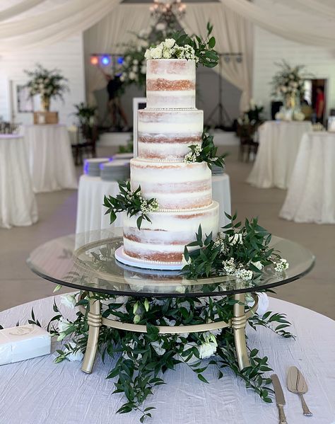 Rustic Wedding Cake Sage Green, Green Rustic Wedding Cake, 3 Tier Wedding Cake With Greenery, 3 Tier Wedding Cake Eucalyptus, Wedding Cake Semi Naked, 3 Tier Wedding Cake Semi Naked, Country Wedding Cakes, 3 Tier Cake, Cake Sizes