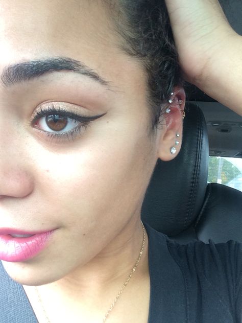 3 forward helix piercing finally complete! #forwardhelix #piercings Forward Helix Piercing, Forward Helix, Helix Piercing, Helix, Ear Cuff, Piercings, Pearl Earrings, Cuff