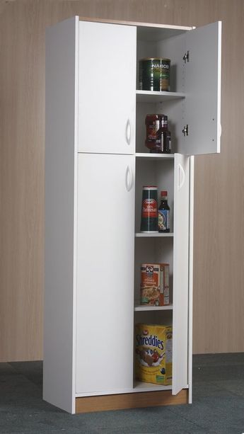 White Kitchen Pantry Cabinet, Tall Kitchen Storage, White Kitchen Pantry, Kitchen Credenza, Slim Storage Cabinet, Tall Kitchen Cabinets, White Storage Cabinets, Pantry Storage Cabinet, Kitchen Cupboard Designs