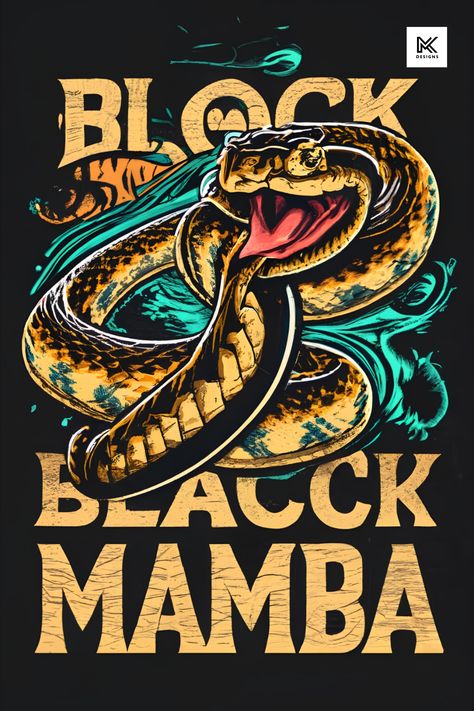 Mamba Snake Tshirt | Unisex T shirt, Good Looking T shirt for Men's & Women's Tshirtdesign T-Shirt Designed and Sold by Designs By MK Tshirt Motive, Snake Streetwear Design, Cobra Logo Design, Snake Tshirt Design, Snake Shirt Design, Mamba Snake, Snake Graphic, Snake Tshirt, Cotton Dragon Print T-shirt For Streetwear