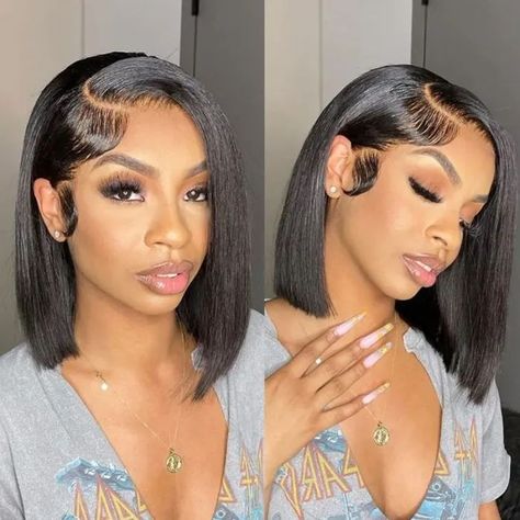 Closure Short Hairstyles, Quickweave Closure Bob, 5x5 Bob Wig, Layered Bob Wig Black Women, 10 Inch Frontal Bob Wig Styles, Cute Long Wigs, Long Bob Lace Front Wig, Short Bone Straight Wig, Short Straight Wig Hairstyles