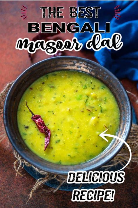 Make this Bengali masoor dal for a comforting meal and serve it with steamed rice and a dry sabji on the side. Here is how to make it. Bengali Masoor Dal Recipe, Cooking With Turmeric, Veg Pulao, Stovetop Pressure Cooker, Healthy Indian Recipes, Curry Recipes Indian, Dal Recipe, Healthy Food Options, Fusion Food