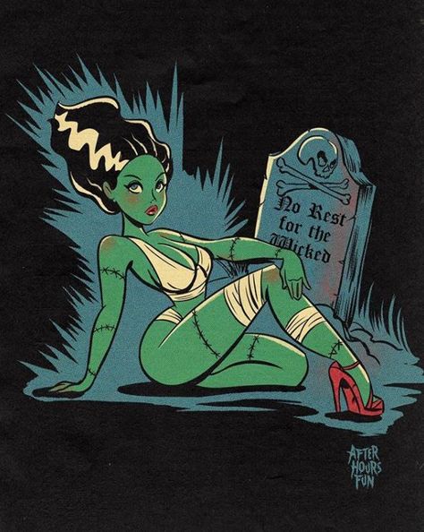 Halloween Pin Up, Retro Horror, Vintage Horror, Pin Up Art, The Villain, A Cartoon, Retro Art, Horror Art, Halloween Art