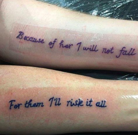 CafeMom.com : Reminder Quotes : 50 Mother-Son Tattoos for Proud Mamas' Boys -- This mother and son got coordinating phrases on their arms to remind themselves of how they'll always be there for each other. It's a popular and sweet saying for mother-children relationships. Mother Son Tattoos Quotes, Children Tattoos For Moms, Mom Son Tattoo, Children Tattoos, Mothers And Sons, Boys Quotes, Tattoos For Moms, Mother Tattoos For Children, Name Tattoos For Moms