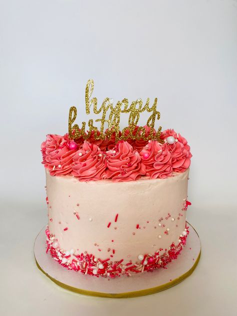 Bright Pink Birthday Cake, Hot Pink Birthday Cake, 18th Birthday Cake Designs, Summer Birthday Cake, Hot Pink Birthday, Sparkle Cake, Red Birthday Cakes, White Birthday Cakes, Red Cake