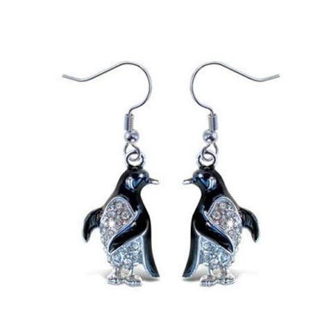 Penguin Earrings, Penguin Jewelry, Penguin Necklace, Family Necklace, Sparkle Earrings, Fish Hook Earrings, Cute Penguins, Enamel Earrings, Inspired Fashion