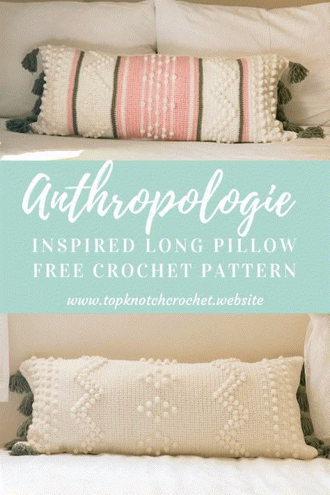 Anthropologie Inspired, Pillow Patterns, Crochet Pillow Cover, Crochet Cushion Cover, Crochet Pillow Pattern, Confection Au Crochet, Crochet Decor, Crochet Pillows, Long Pillow