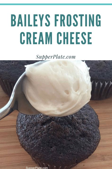 Baileys Cake Frosting, Baileys Irish Cream Cheese Frosting, Irish Cream Frosting Baileys, Alcoholic Frosting Recipes, Baileys Cream Cheese Frosting, Baileys Icing Recipe, Baileys Frosting Recipe, Baileys Desserts, Frosting Cream Cheese