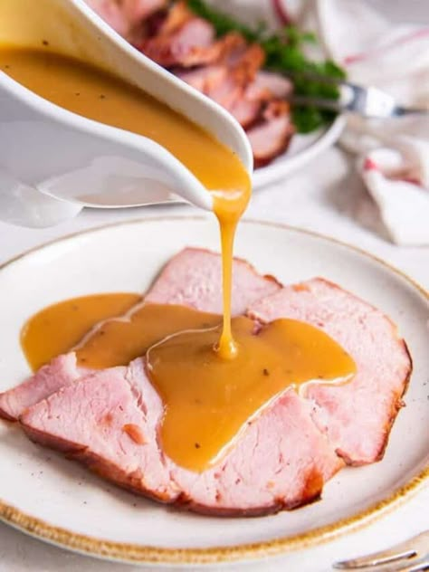 Best Ever Ham Gravy Recipe! - Everyday Family Cooking Best Ham Gravy Recipe, Ham Gravy Recipe, Ham Gravy, Ham Recipes Crockpot, Smoked Ham Recipe, Delicious Air Fryer Recipes, Homemade Gravy Recipe, Ham Dishes, Easy Gravy Recipe