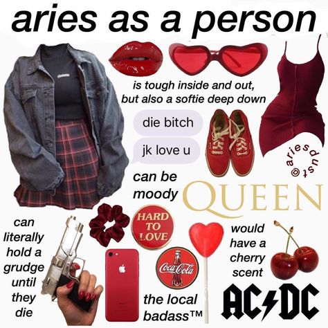 Aries As A Person, Zodiac Signs Outfits Style Inspiration, Aries Fashion, Aries Outfits, Zodiac Clothes, Zodiac Signs Outfits, All The Zodiac Signs, Arte Aries, Venus In Aries