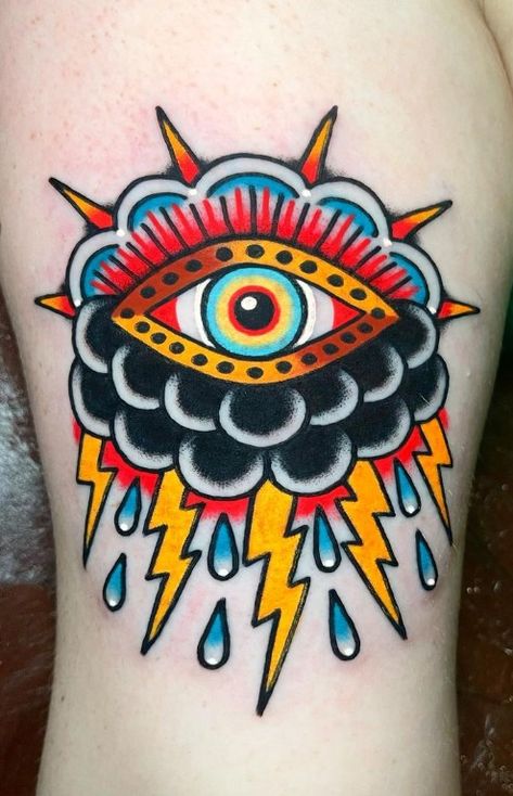 American Traditional Wings, Eye Of The Storm Tattoo, Traditional Eye Tattoo, Eye Of Storm, Husband Tattoos, Traditional Tattoo Eye, Art Tattoo Sketch, Third Eye Tattoos, Storm Tattoo